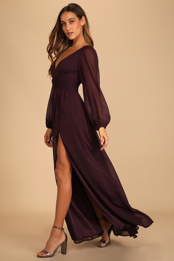 dark purple long dress